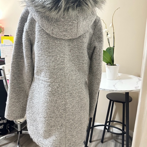 Apt. 9 Women's Gray Coat with Faux Fur Hood - Picture 3 of 6